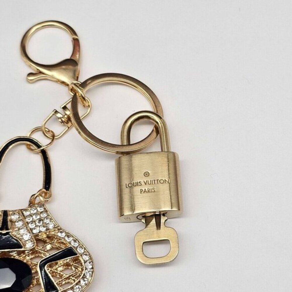 Authentic Louis Vuitton Padlock & Key Gold ✨Unbranded Bag Charm Keychain - Picture 3 of 7